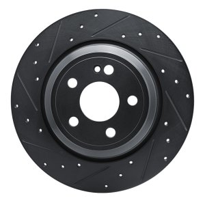 Mercedes-Benz GLE350 Brake Rotor (1) - Rear Left - R1 Concepts - Drilled & Slotted - Black - `20-`25